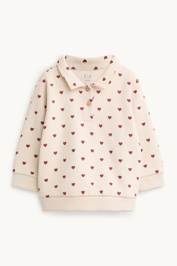 Baby Mädchen - Herzchen - Baby-Outfit - 2 teilig - rot / beige