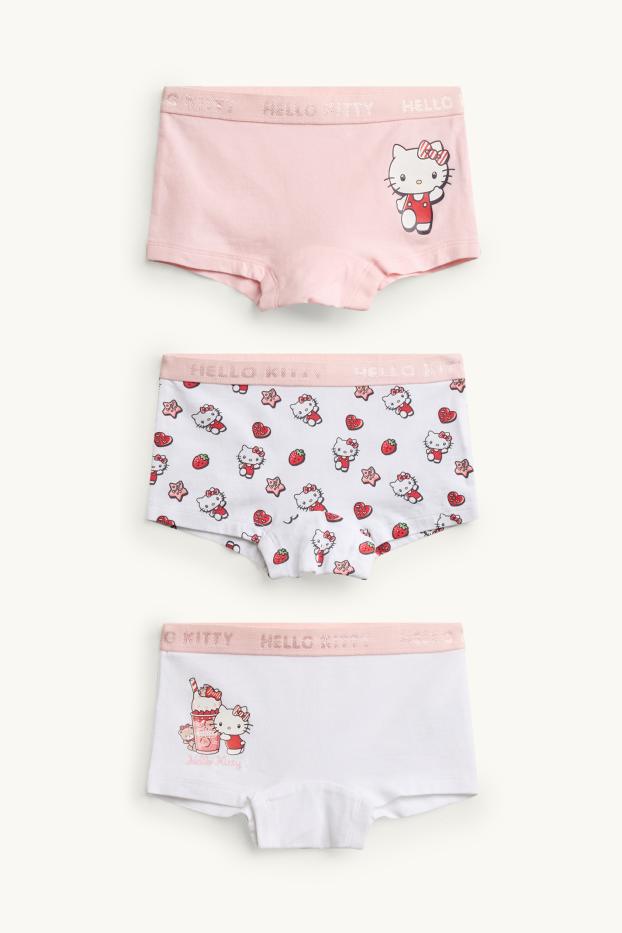 Copii - Fete - Multipack 3 buc. - Hello Kitty - boxeri - alb / roz