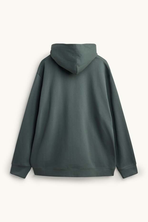 Hommes - Sweat zippé en molleton avec capuche - vert