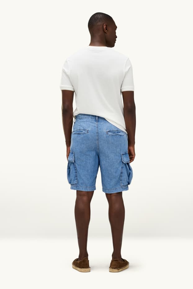 Hommes - Short cargo en jean - mid waist - bleu clair