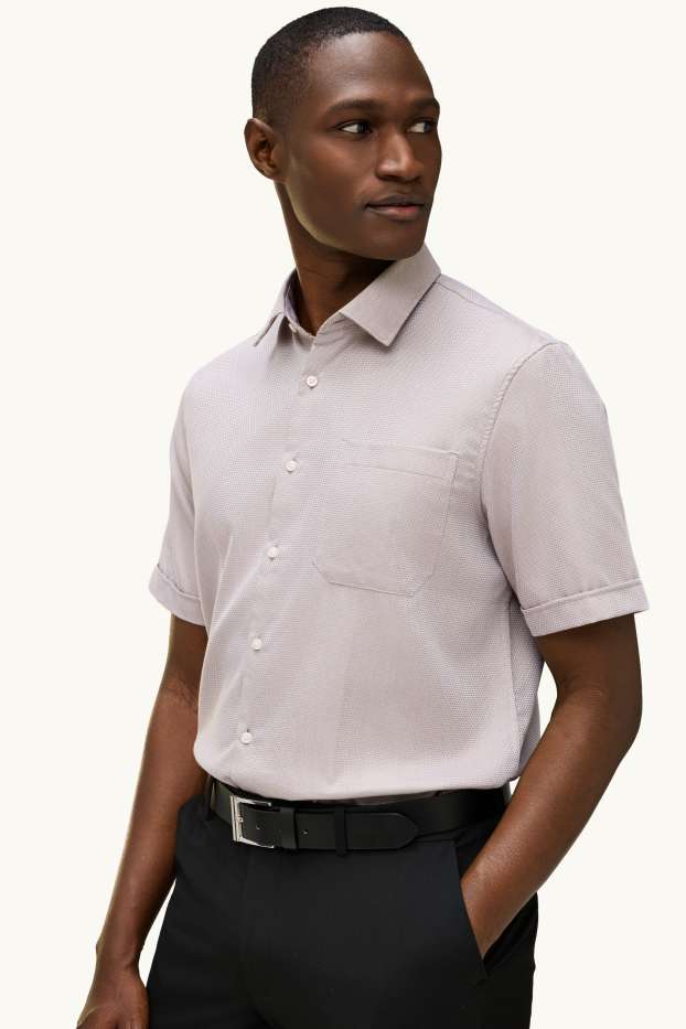 Men - Business shirt - regular fit - kent collar - textured - gray