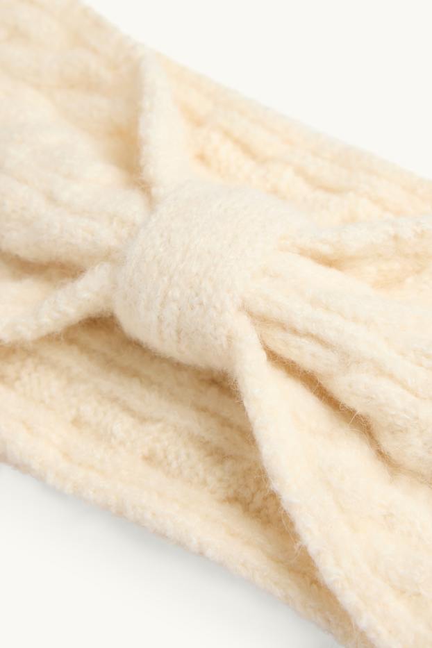 Children Girls - Alice band - cable knit pattern - beige