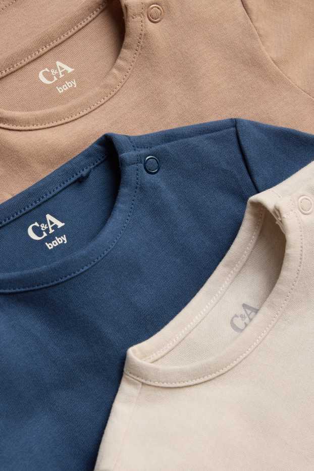 Baby Buben - Multipack 3er - Baby-Langarmshirt - blau / beige