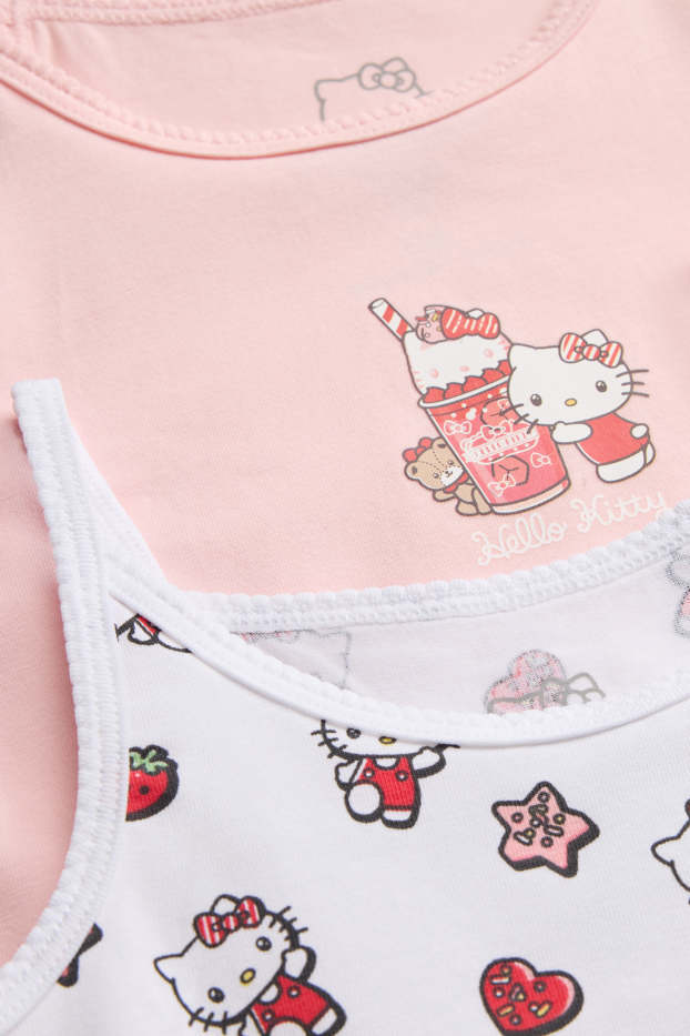 Enfants filles - Lot de 2 - Hello Kitty - maillot de corps - blanc / rose