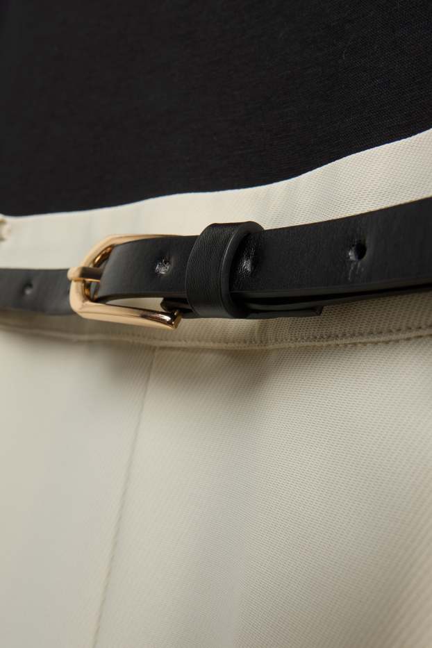 Dames - Jumpsuit met riem - zwart / beige