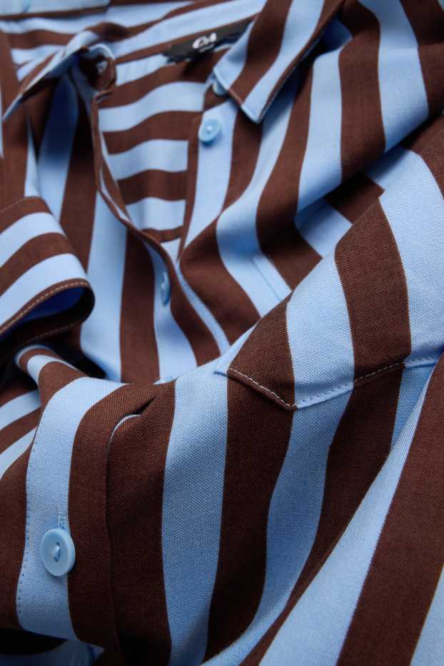 Dames - Blouse - gestreept - bruin / blauw
