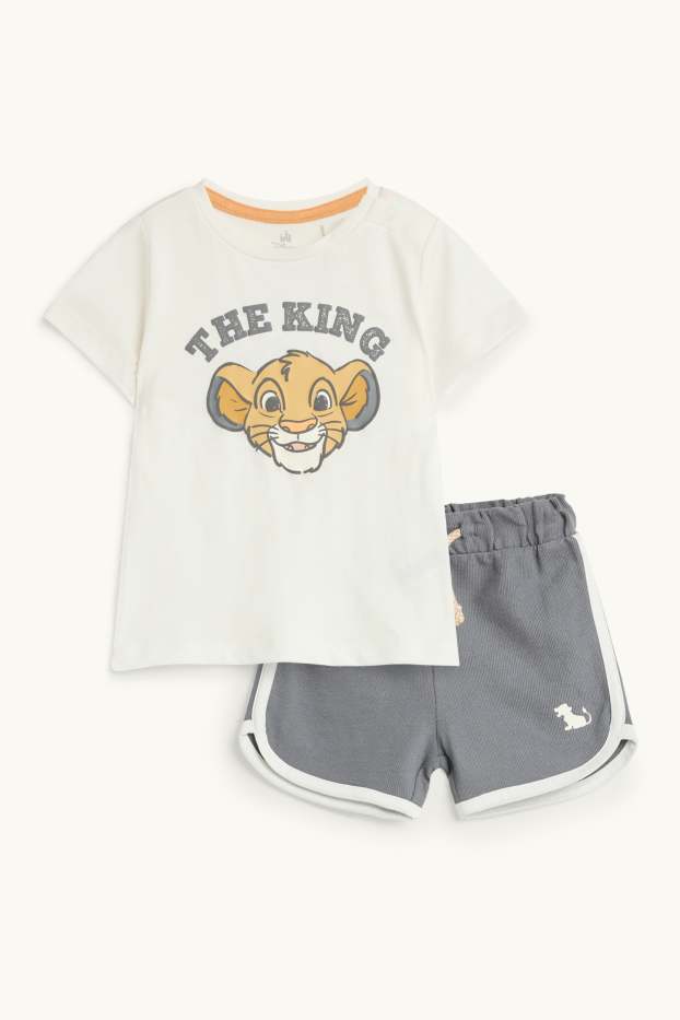 Bebeluși - băieți - Regele Leu - pijama bebeluși - 2 piese - alb / gri