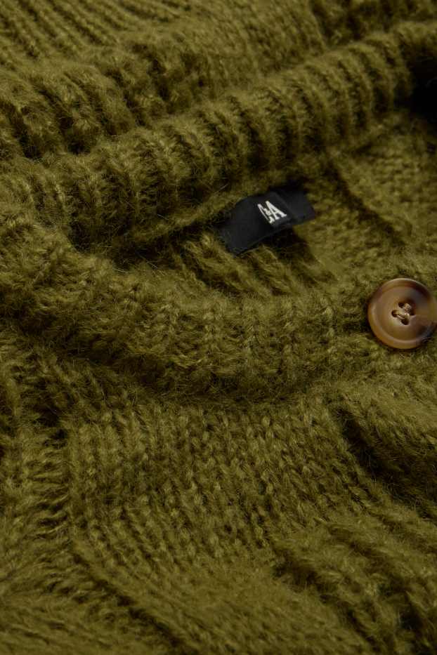 Femei - Cardigan tricotat - cu torsade - verde