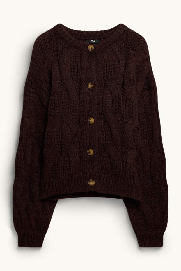 Dames - Vest - kabelpatroon - donkerbruin