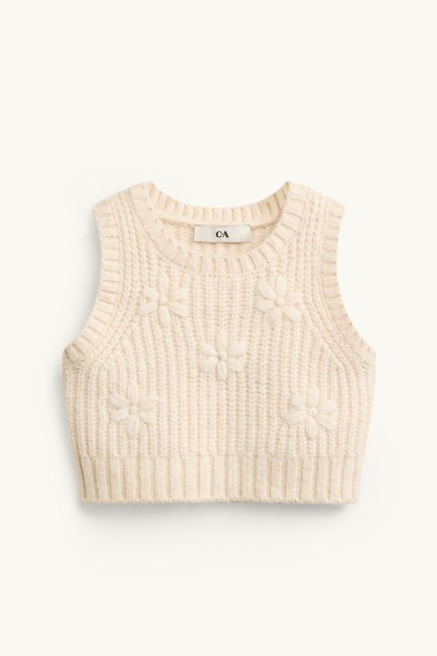 Kinder Mädchen - Blümchen - Baby-Crochet-Outfit - 2 teilig - grün / beige