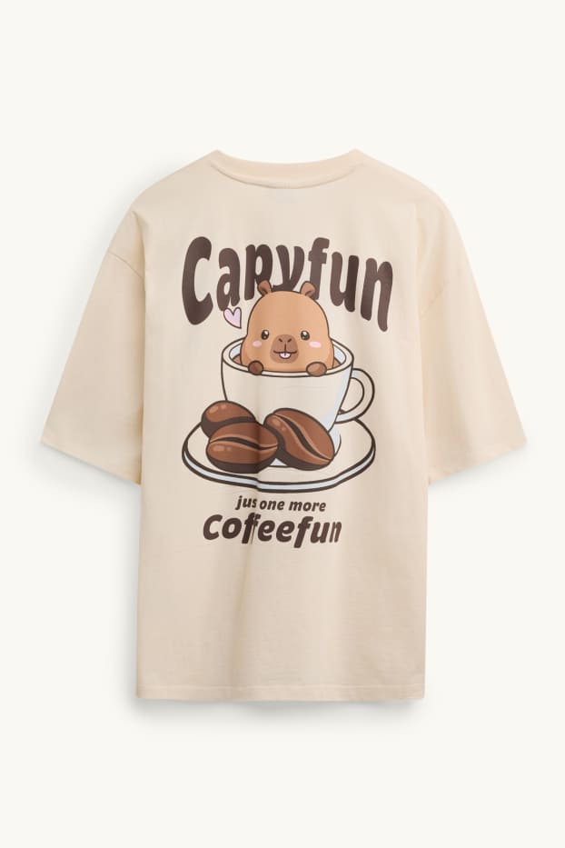 Femei - Tricou - supradimensionat - CapyFun - bej