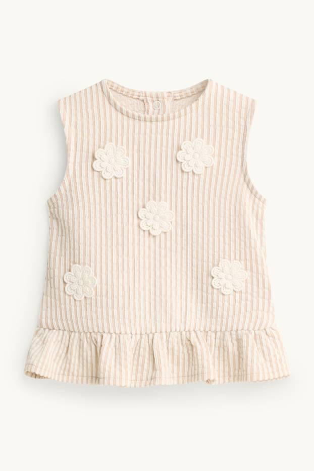 Baby Girls - Floral - baby outfit - 2 piece - striped - beige