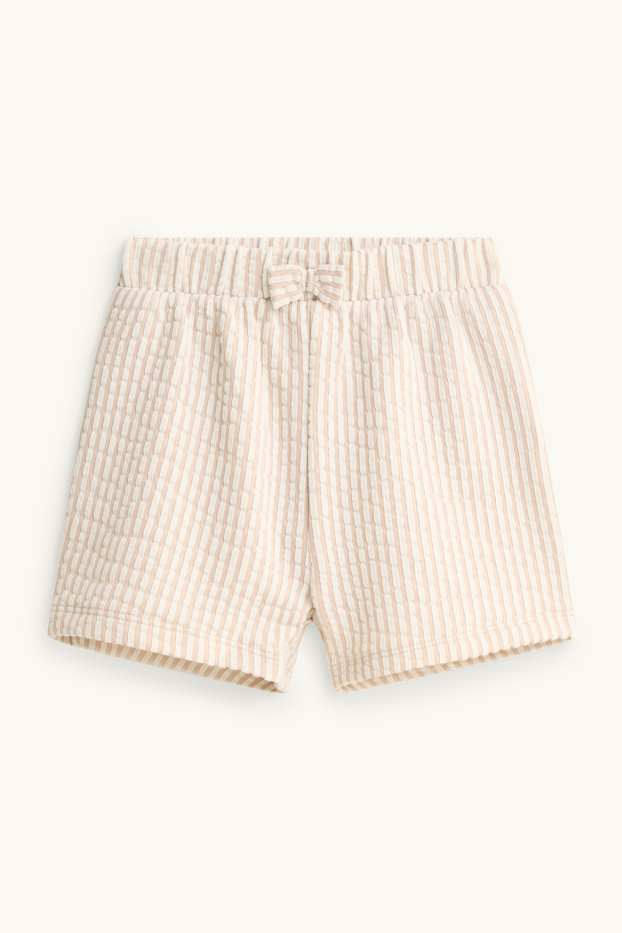 Baby Girls - Floral - baby outfit - 2 piece - striped - beige
