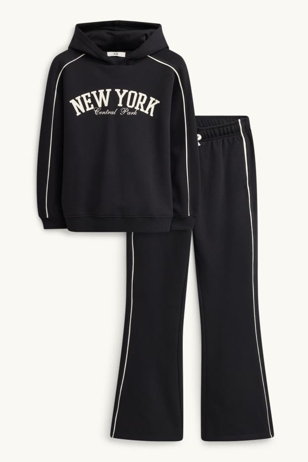 Nena - New York - conjunt - dessuadora amb caputxa i pantalons de xandall - 2 peces - negre