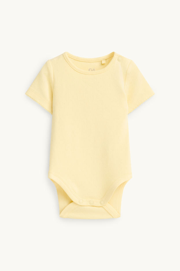 Baby Mädchen - Zitrone - Erstlingsoutfit - 3 teilig - weiss / gelb
