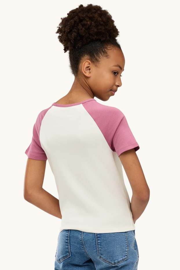 Kinder Mädchen - San Diego - Kurzarmshirt - weiss / rosa