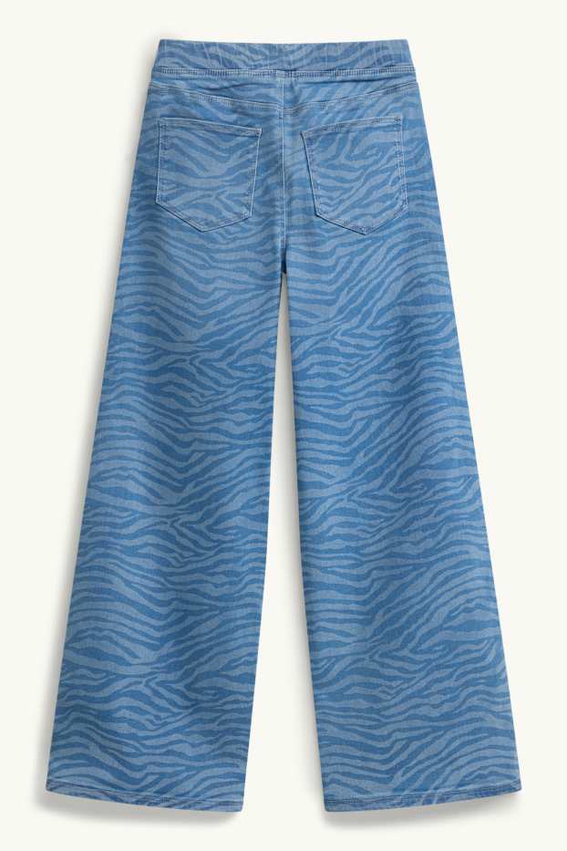 Děti - dívky - Wide leg jeggings - se vzorem - džíny - modré