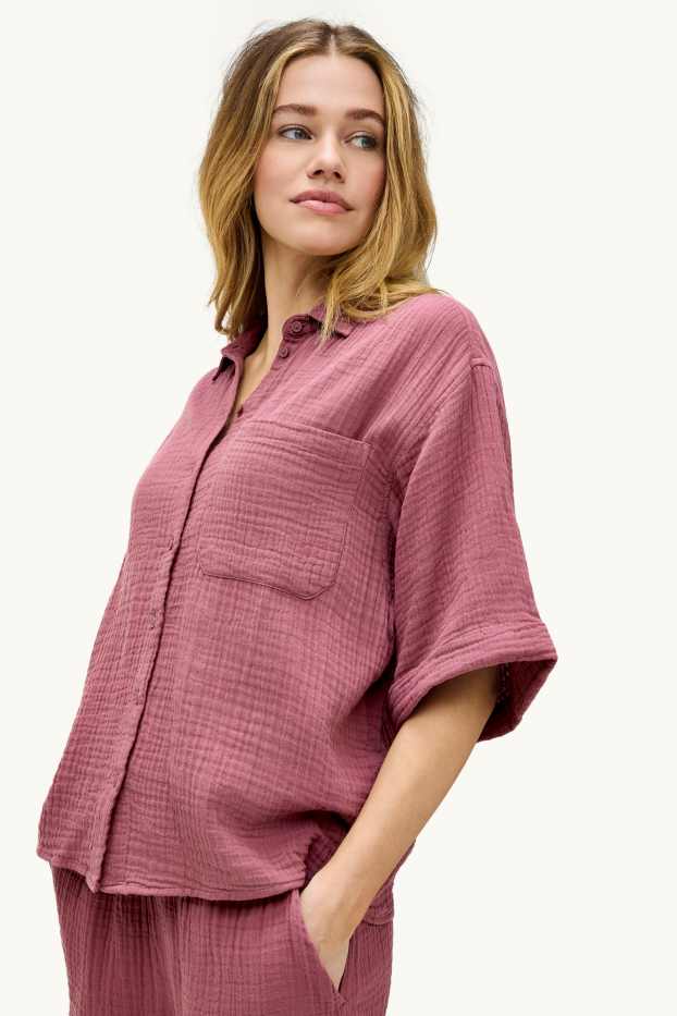 Femmes - Chemisier en mousseline - rouge