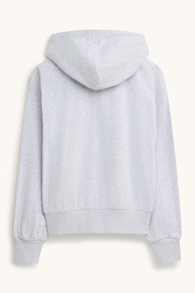 Damen - Sweatjacke mit Kapuze - hellgrau-melange
