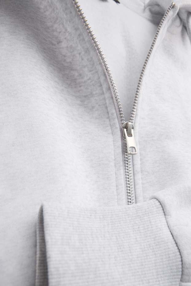 Damen - Sweatjacke mit Kapuze - hellgrau-melange