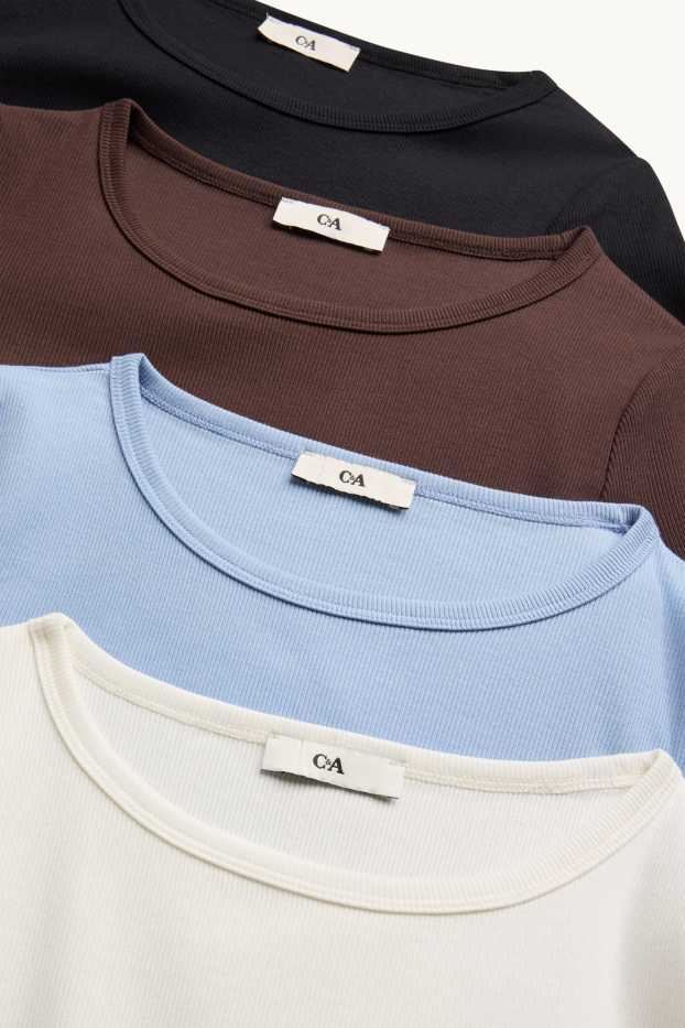 Kinder Mädchen - Multipack 4er - Langarmshirt - gerippt - schwarz