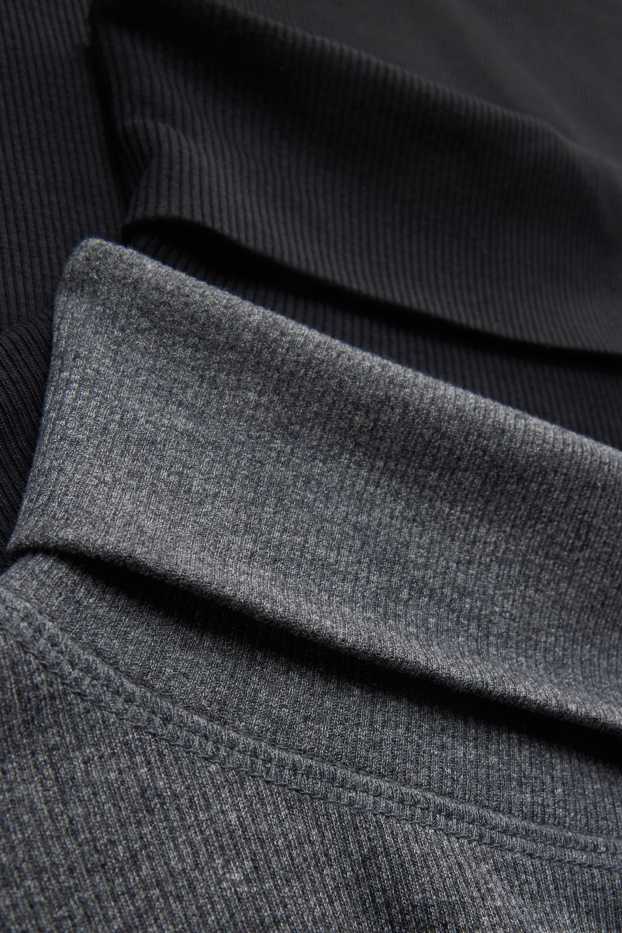 Dona - Paquet de 2 - samarreta de coll alt - de canalé - negre/gris