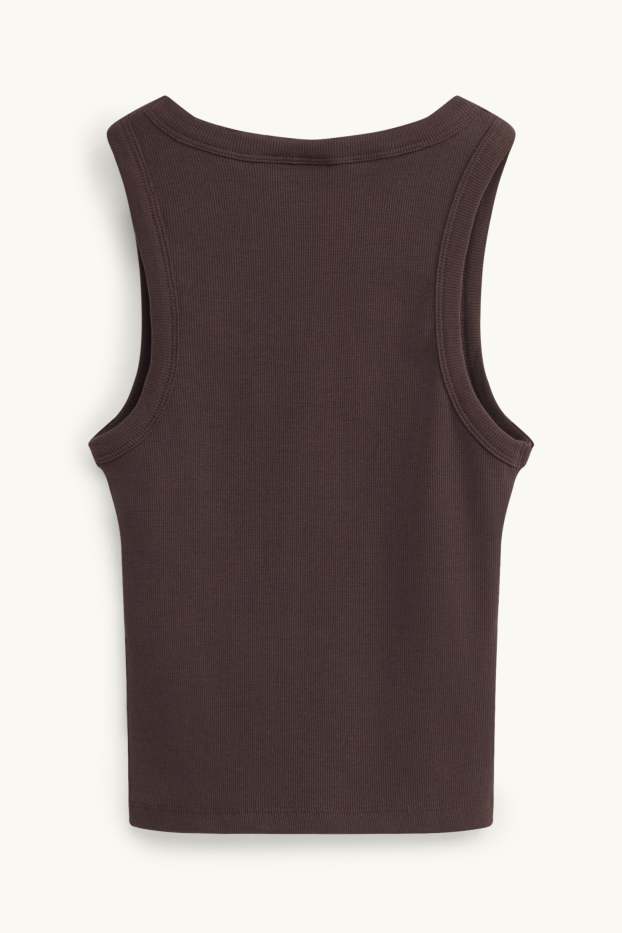 Damen - Top - gerippt - Peanuts - braun