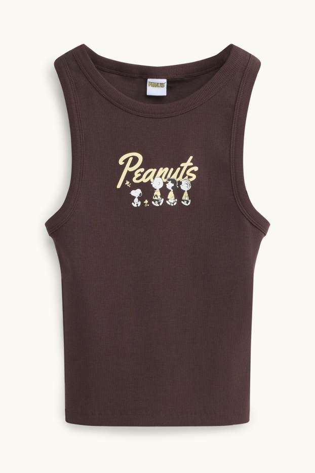 Damen - Top - gerippt - Peanuts - braun