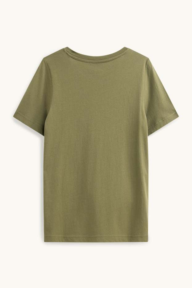 Damen - T-Shirt mit V-Ausschnitt - Regular Fit - khaki