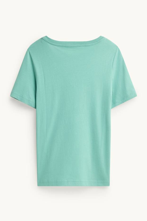 Dames - T-shirt met V-hals - regular fit - turquoise