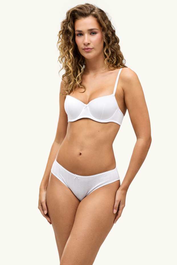 Dames - Pointelle-BH met beugels - DEMI - voorgevormd - wit