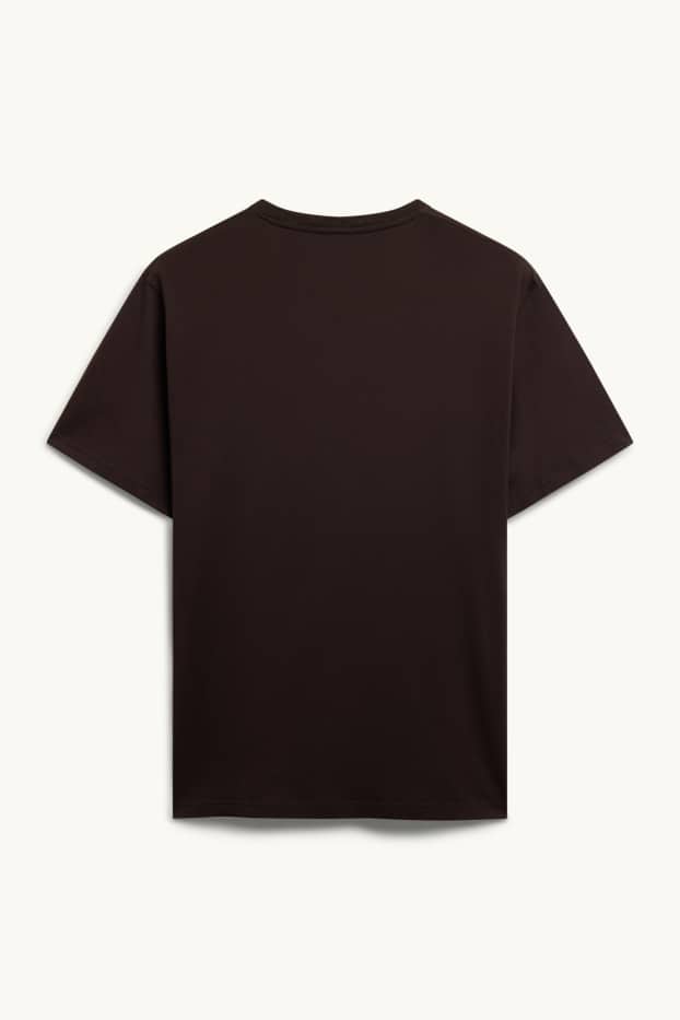 Men - T-shirt - regular fit - dark brown