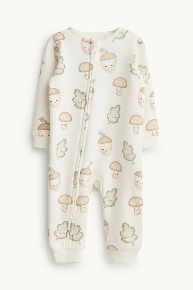 Bebeluși - băieți - Pădure - pijama salopetă bebeluși - bej