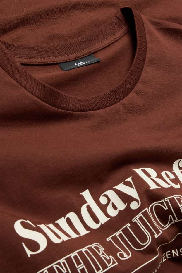 Heren - T-shirt - relaxed fit - bruin
