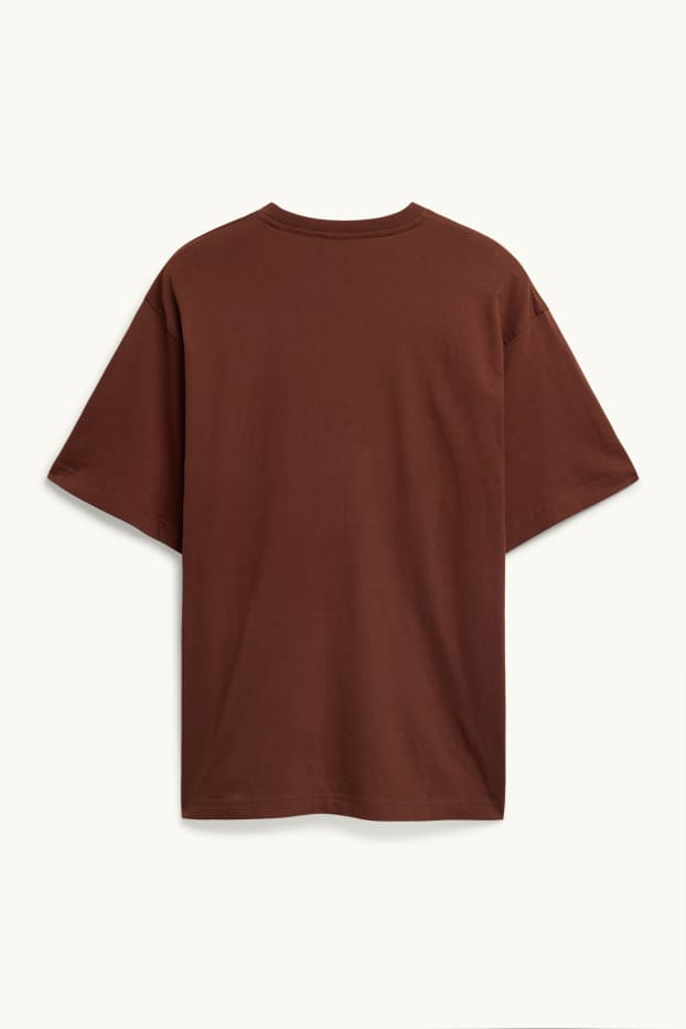 Heren - T-shirt - relaxed fit - bruin