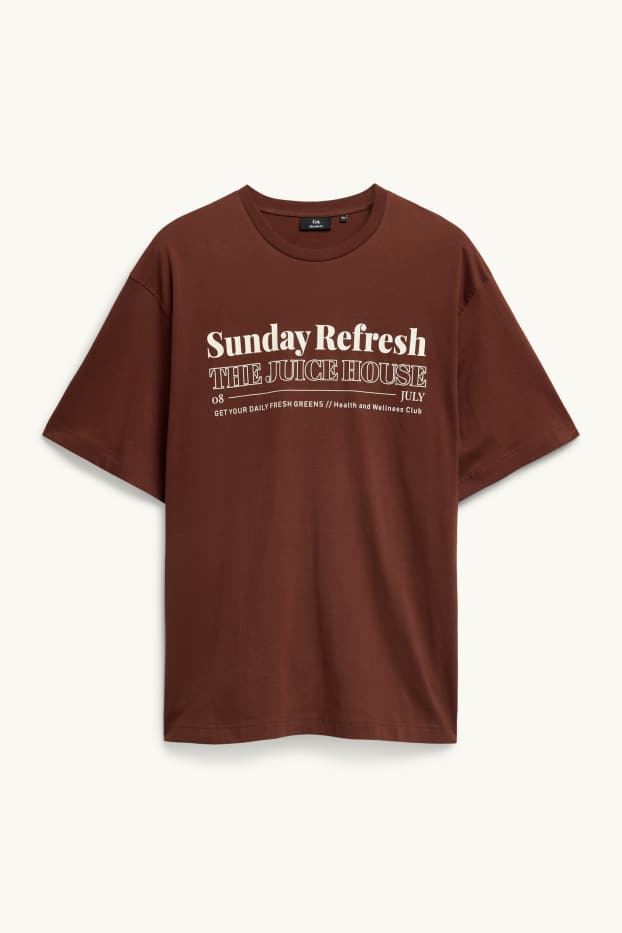 Heren - T-shirt - relaxed fit - bruin