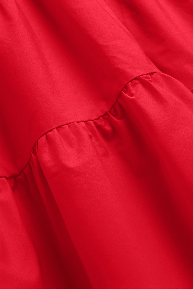 Damen - Fit & Flare Kleid mit V-Ausschnitt - rot