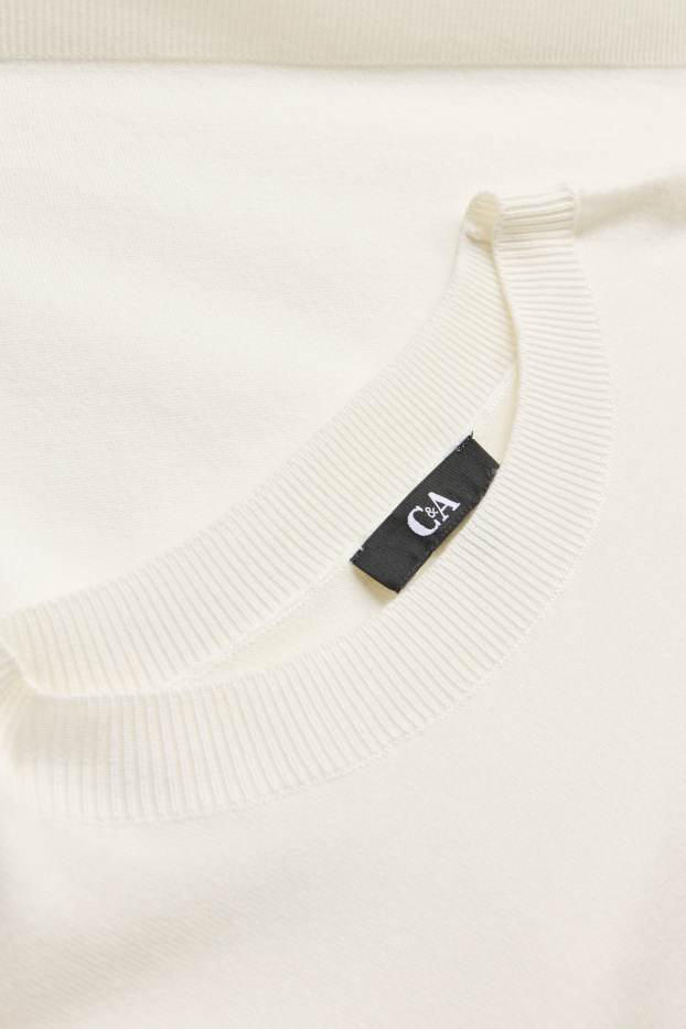Damen - Strickpullover - kurzarm - weiß