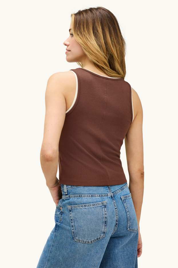 Damen - Top - 2-in-1-Look - braun