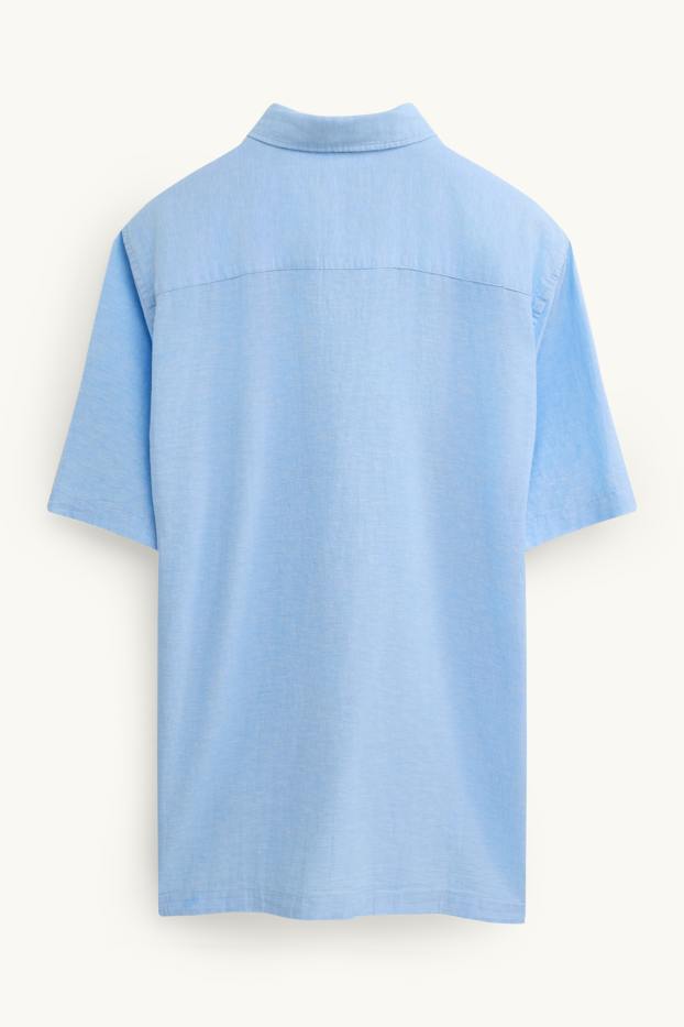 Unisex - Camicia - regular fit - colletto all’italiana - misto lino - azzurro