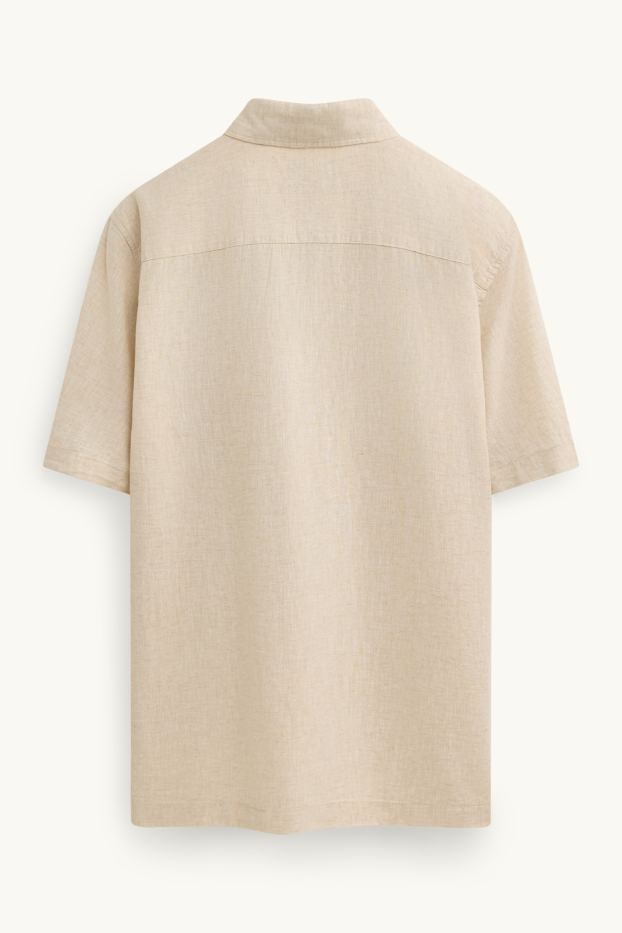 Unisex - Overhemd - regular fit - kent - linnenmix - crèmekleurig