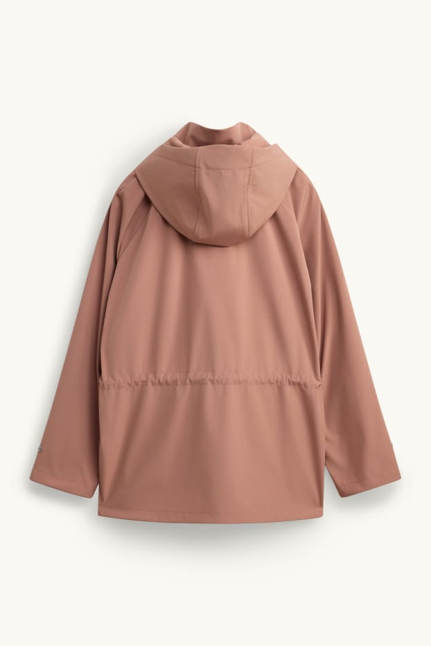 Dámské - Softshellová bunda s kapucí - z vodoodpudivého materiálu - 4 Way Stretch - růžová