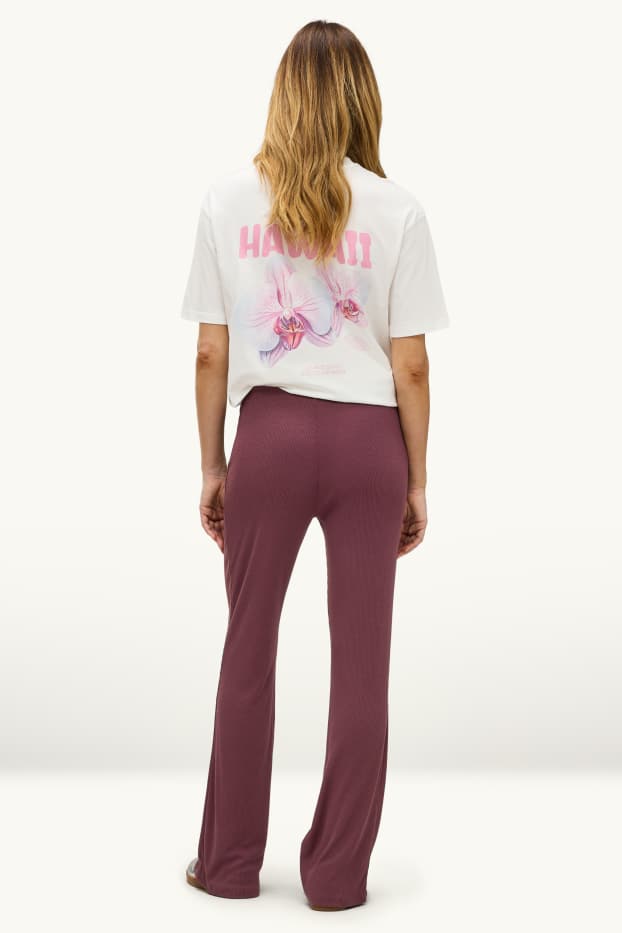 Damen - Straight Leggings - gerippt - lila