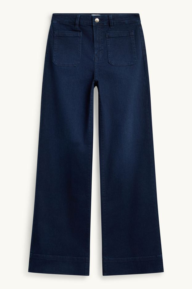 Damen - Wide Leg Jeans - Mid Waist - dunkeljeansblau