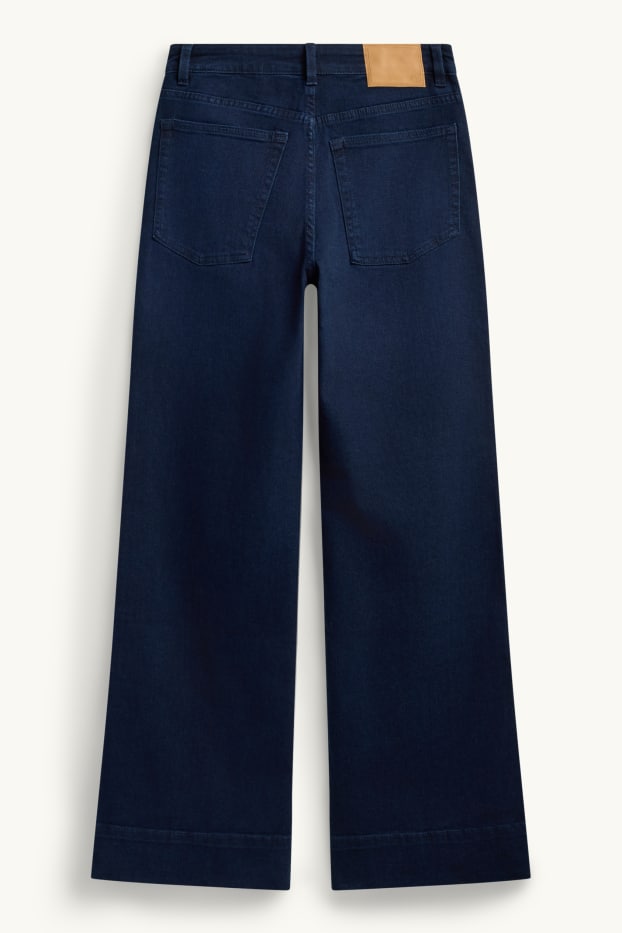 Damen - Wide Leg Jeans - Mid Waist - dunkeljeansblau