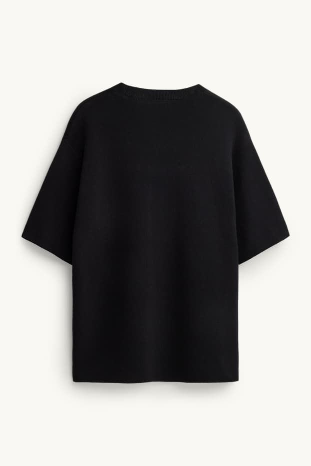 Hommes - T-shirt en maille - relaxed fit - noir
