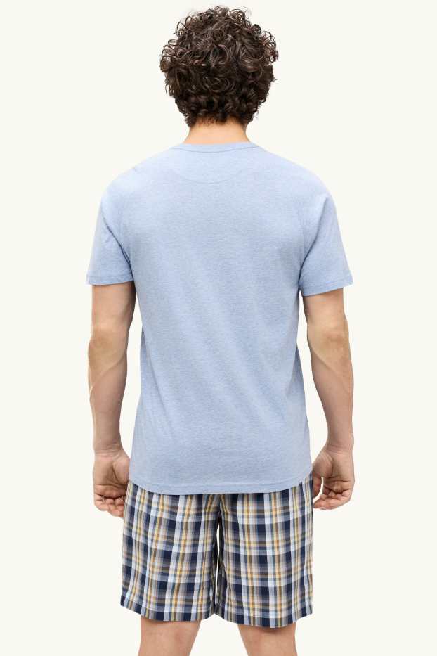 Heren - Shortama - blauw / wit