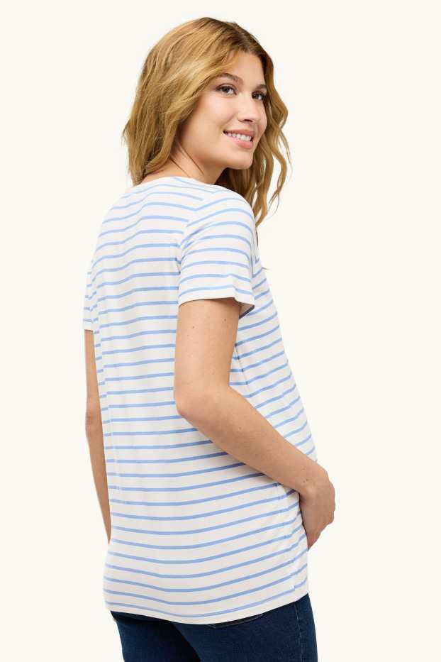 Mujer - Camiseta de lactancia - de rayas - blanco / azul