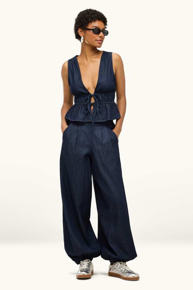Dona - Balloon Jeans - low waist - blau fosc