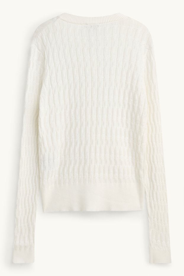 Dona - Jaqueta de punt - trenat - blanc